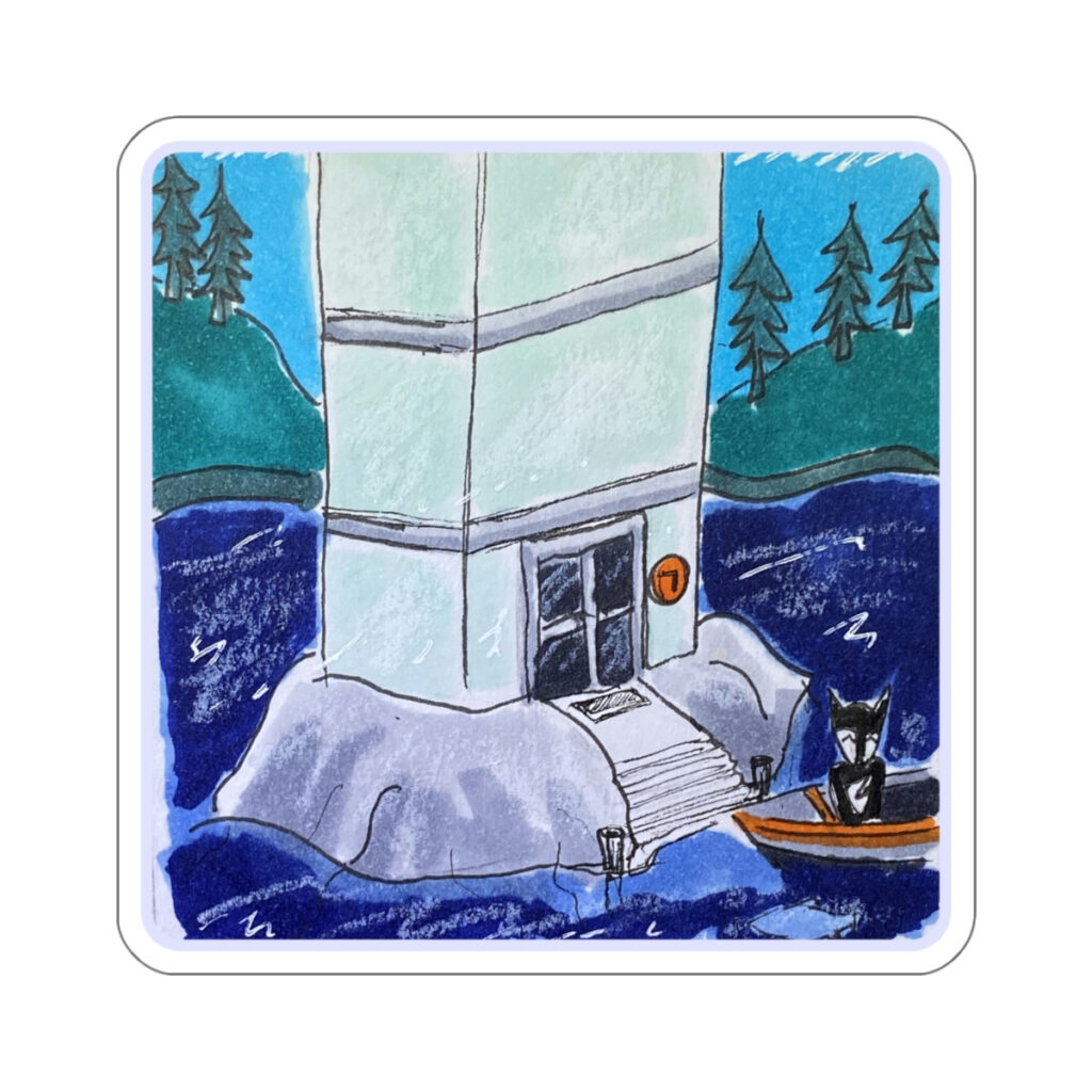The island cabin on the river is a tower Die-Cut Stickers